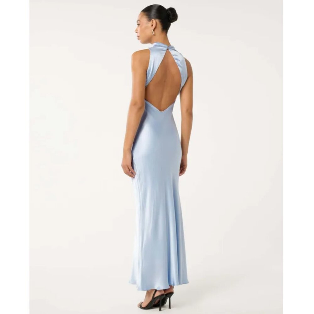 EVER NEW MELBOURNE Michelle Open Back Satin Maxi Dress